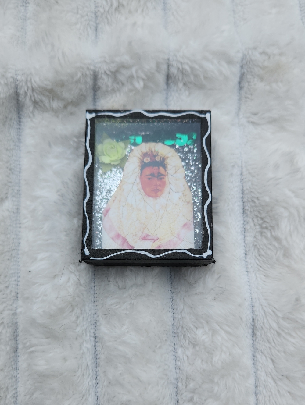 Handcrafted Black Mini Shadow Box Wall Art Frida Motif
